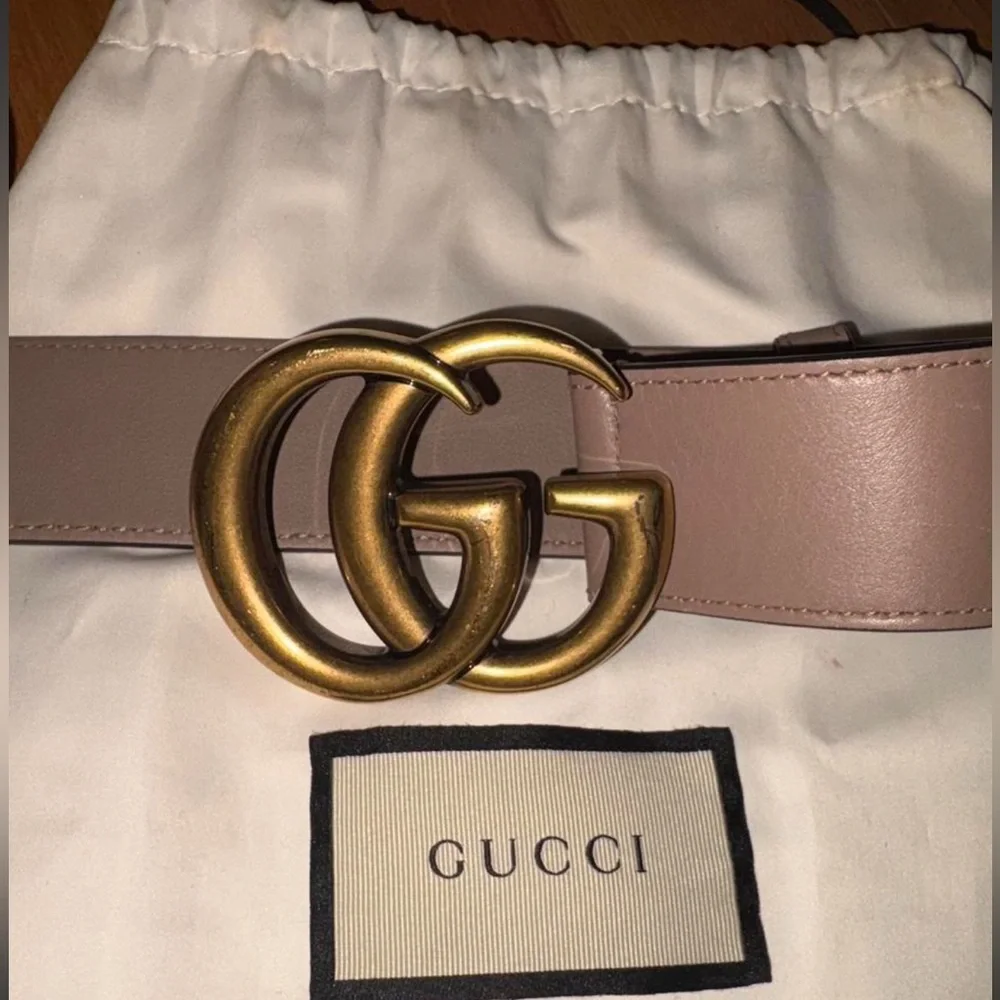 Gucci GG Marmont Wide Belt in Dusty Rose